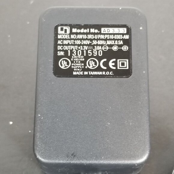AC/DC Power Adapter Model No. AW10-3R3-U 3.3V 0.3A 100-240V Input Black - Picture 1 of 4